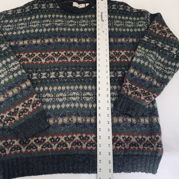 VTG Great Plains Sweater Men XL Navy Green Wool Knit Cosby Grandpa 90s Dad Warm - Picture 5 of 6